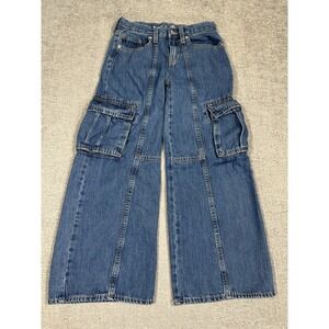 Old Navy Jeans Girls 10 Built In Tough High Rise Baggy Wide Leg Cargo Skater